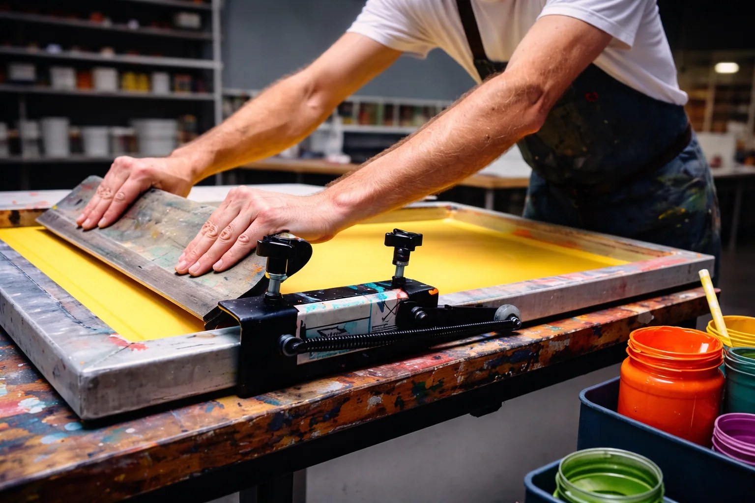 Proceso de serigrafía textil profesional